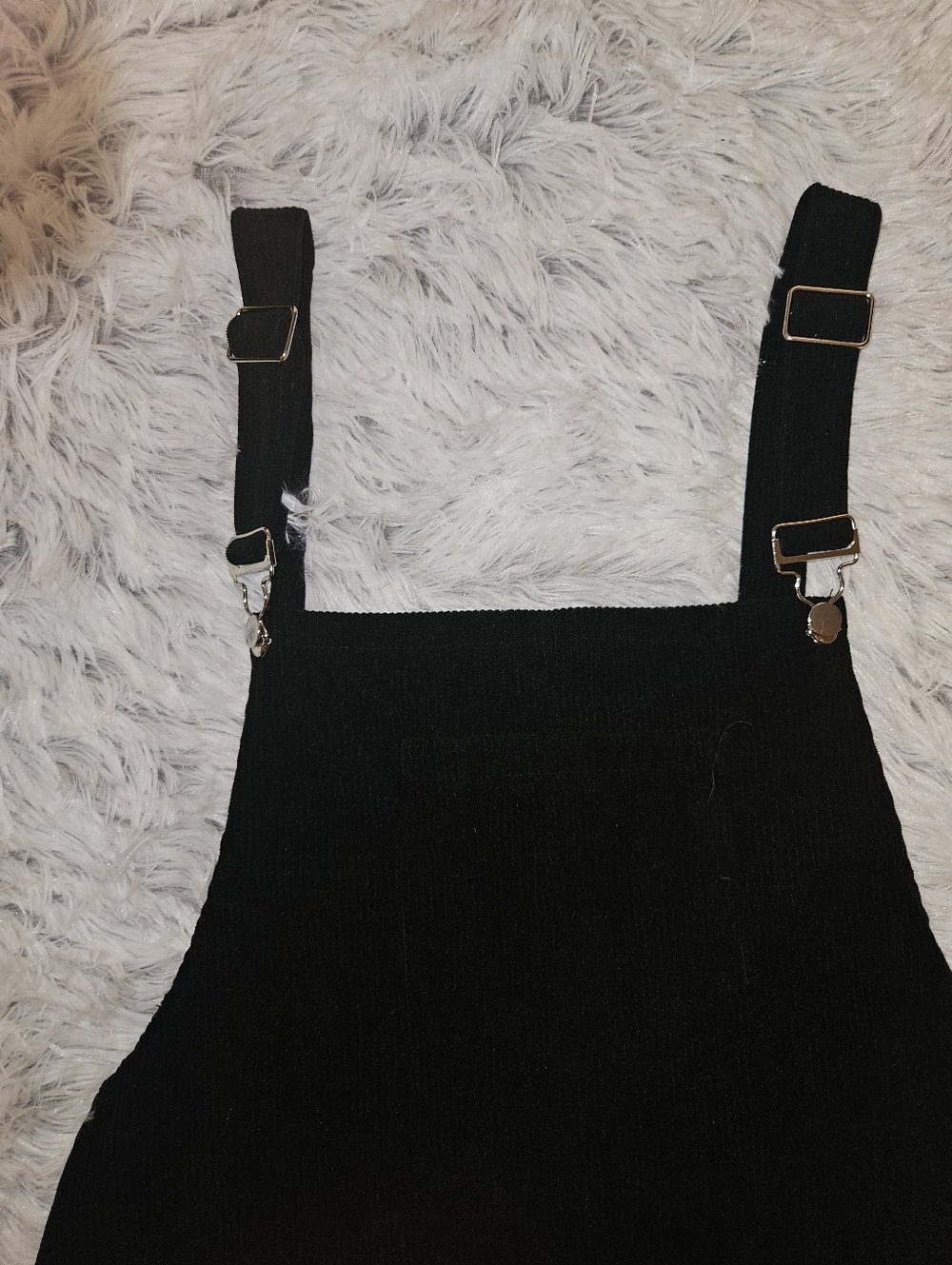 Black Corduroy Overall Dress | Adjustable Strap Pinafore Mini | Size Large - Picture 4 of 6